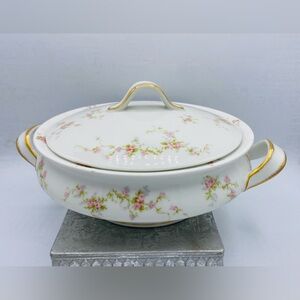Antique Theodore Haviland Limoges France Porcelain Lidded Serving Tureen Bowl